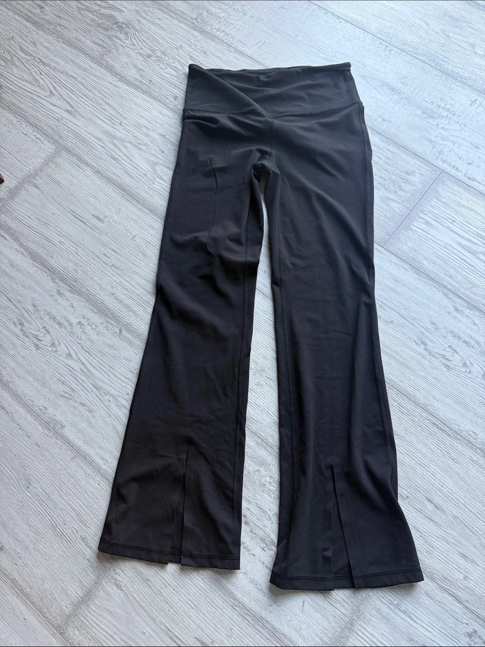 Athleta Black Split-Hem Flare Yoga Pants